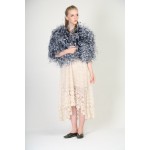 Real Ostrich Feather Shawl in Storm Blue