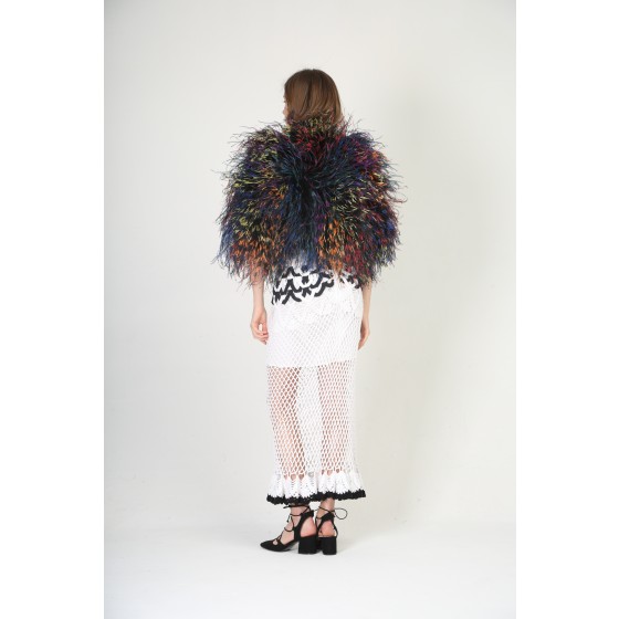 Real Colorful Ostrich Feather Shawl