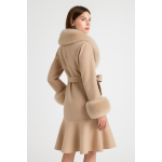 Chic Wool Trench with Fox Fur Trim