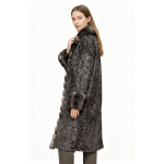 Textured Faux Fur Coat with Bubble Trim