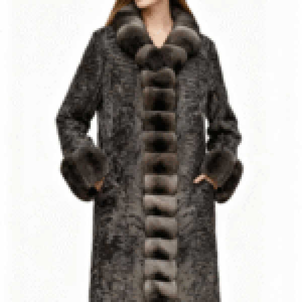 Textured Faux Fur Coat with Bubble Trim