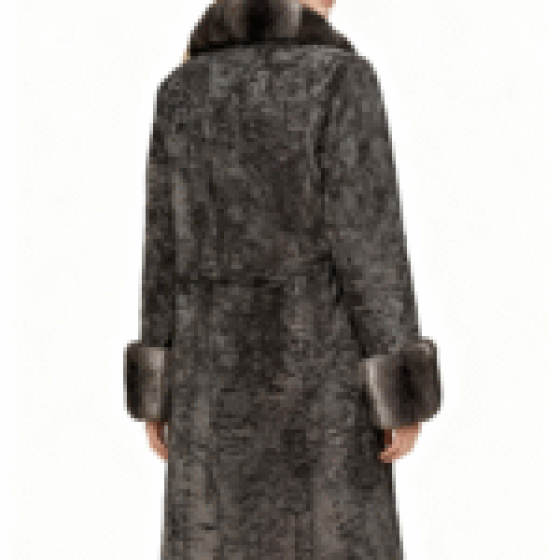 Textured Faux Fur Coat with Bubble Trim