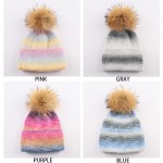 Angora Polka Beanie with Real  Raccoon Fur Pom