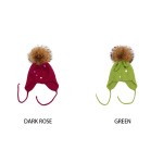 Knit Kids Earflap Hat with Genuine Raccoon Fur Pom