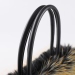 Faux Raccoon Fur Handbag with PU Leather Handles