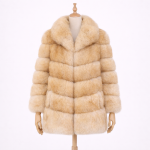 Women's Luxury Short Fox Fur Jacket with Shawl Collar