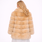 Women's Luxury Short Fox Fur Jacket with Shawl Collar