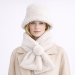 Women's Luxury Fur Bucket Hat & Scarf Set