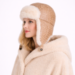 Women's Real Leather Warm Earflap Trapper Hat