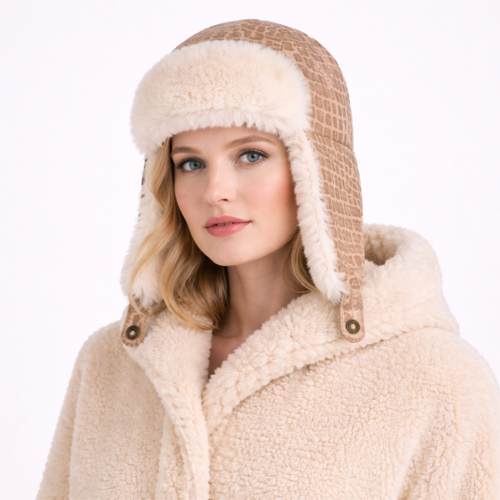 Women's Real Leather Warm Earflap Trapper Hat