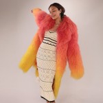 Gradient Shearling Wool Coat – Vibrant Elegance in Real Lamb Fur