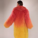 Gradient Shearling Wool Coat – Vibrant Elegance in Real Lamb Fur