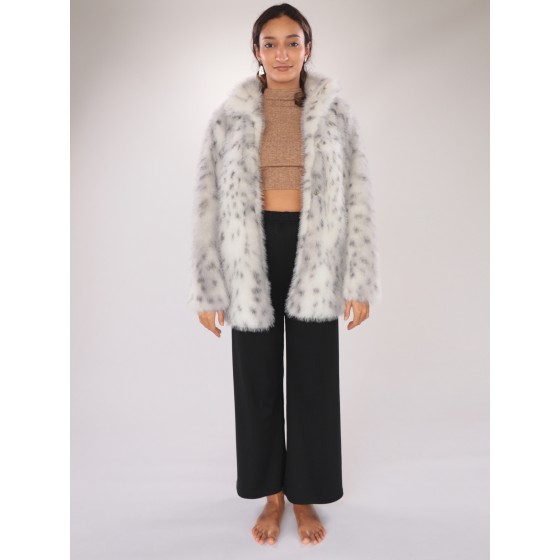 Snow Lynx Faux Fur Coat