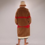 Oversized Color Block Faux Fur Coat