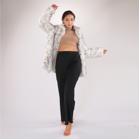 Snow Lynx Faux Fur Coat
