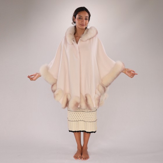 Elegant Wool & Fox Fur Cloak