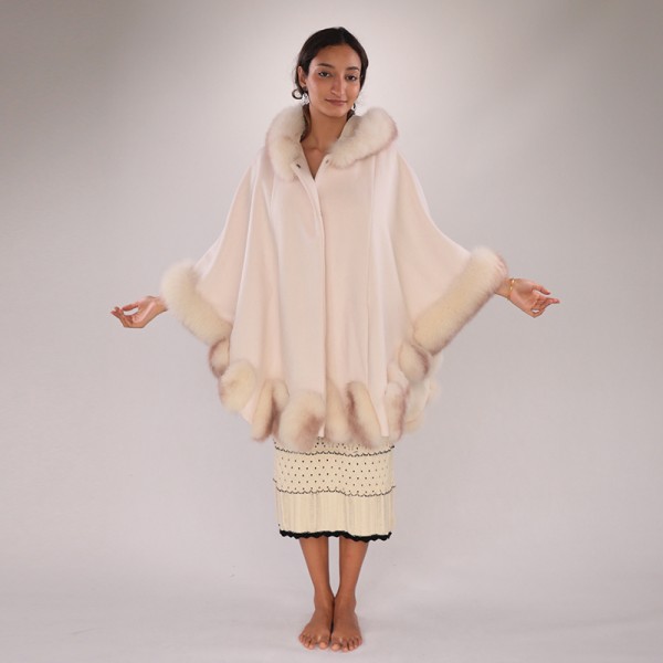 Elegant Wool & Fox Fur Cloak